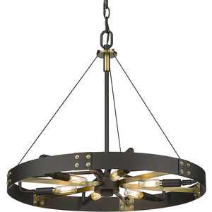 Vaughn 6 Light 23 inch Natural Black Pendant Ceiling Light in Aged Brass, Medium